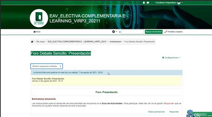 CONTENIDO FORO AULA VIRTUAL UNIQUINDIO