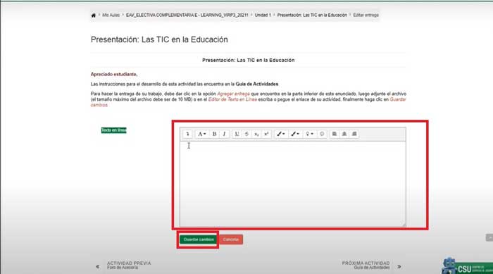 TAREA TEXTO EN LINEA AULA VIRTUAL UNIQUINDIO