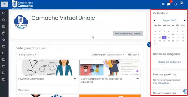 EVENTOS Y CALENDARIO AULA VIFRTUAL UNIAJC