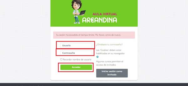 ACCEDER AULAS VIRTUALES AREANDINA
