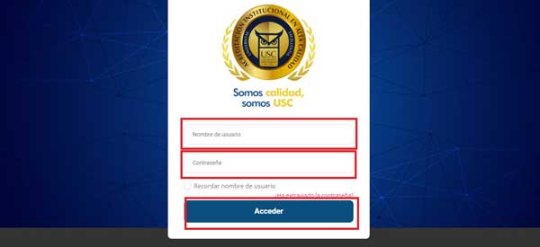 INICIAR SESION AULAS VIRTUALES USC