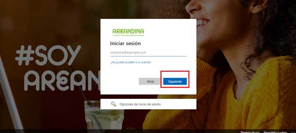 INICIO DE SESION CORREO INSTITUCIONAL AULAS VIRTUALES AREANDINA