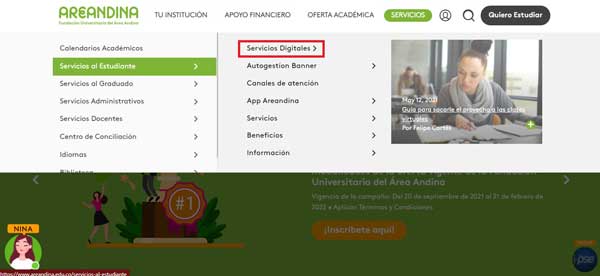SERVICIOS DIGITALES AULAS VIRTUALES AREANDINA