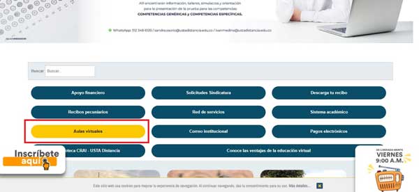 BOTON AULAS VIRUTALES UNIVERSIDAD SANTO TOMAS