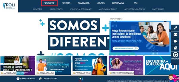 OPCION ESTUDIANTE AULA VIRTUAL POLITECNICO