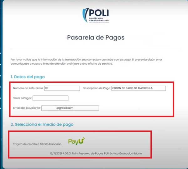 PASARELA DE PAGOS PAGOS EN LINEA POLI