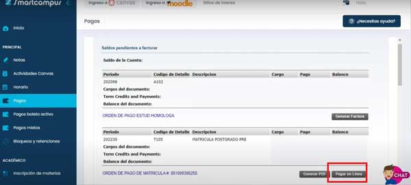SALDO PENDIENTE A FACTURAR PAGOS EN LINEA POLI