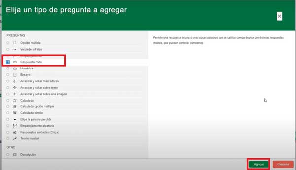 AGREGAR PREGUNTAS RESPUESTA CORTA EN MOODLE