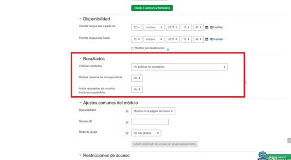 CONFIGURAR RESULTADOS CREAR CONSULTA EN MOODLE