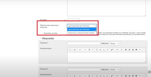DIFERENCIA ENTRE LETRAS MAYUSCULAS Y MINUSCULAS PREGUNTAS RESPUESTA CORTA EN MOODLE