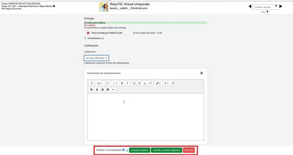 GUARDAR CAMBIOS CALIFICAR TAREA EN MOODLE
