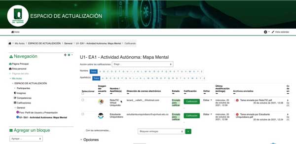 INTERFAZ CALIFICACION TAREA CALIFICAR TAREA EN MOODLE