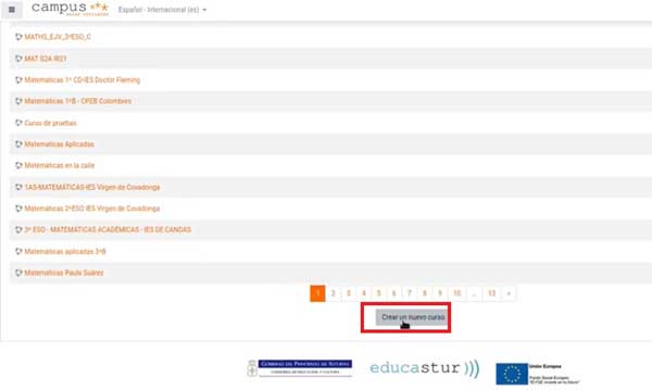 BOTON CREAR UN NUEVO CURSO CREAR CURSO AULAS VIRTUALES
