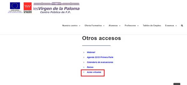 ENLACE AULAS VIRTUALES VIRGEN DE LA PALOMA