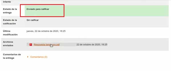 ENVIADO PARA CALIFICAR TAREAS EN MOODLE