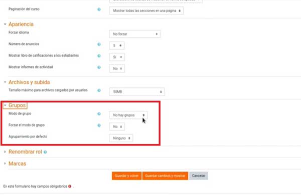 GRUPOS CREAR CURSO AULAS VIRTUALES