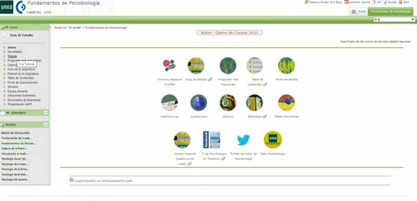PAGINA PRINCIPAL ASIGNATURAS AULAS VIRTUALES UNED