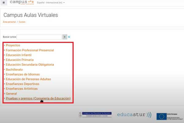 SELECCIONAR NIVEL DE EDUCACION CREAR CURSO AULAS VIRTUALES