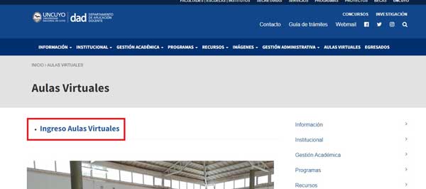 ENLACE INGRESO AULAS VIRTUALES DAD