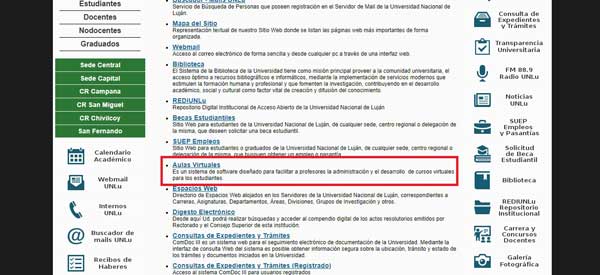 SERVICIOS WEB AULAS VIRTUALES UNLU