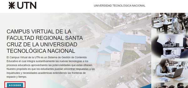 BOTON ACCEDER AULAS VIRTUALES UTN SANTA CRUZ
