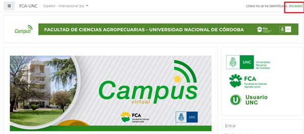 ENLACE ACCEDER AULAS VIRTUALES FCA UNC