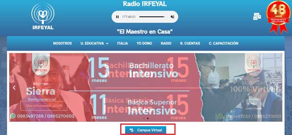 BOTON CAMPUS VIRTUAL AULAS VIRTUALES IRFEYAL